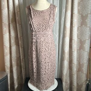 Eva Mendes for New York & Company Taupe Lace Sheath Dress Women's Size 4